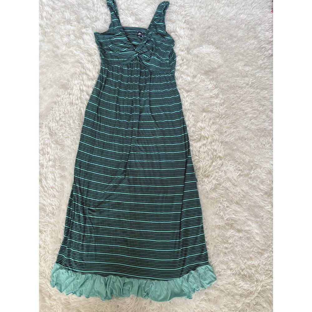 Kickee Pants Women’s L Green Striped Twist Front Maxi Sun Dress. Exc. Quality